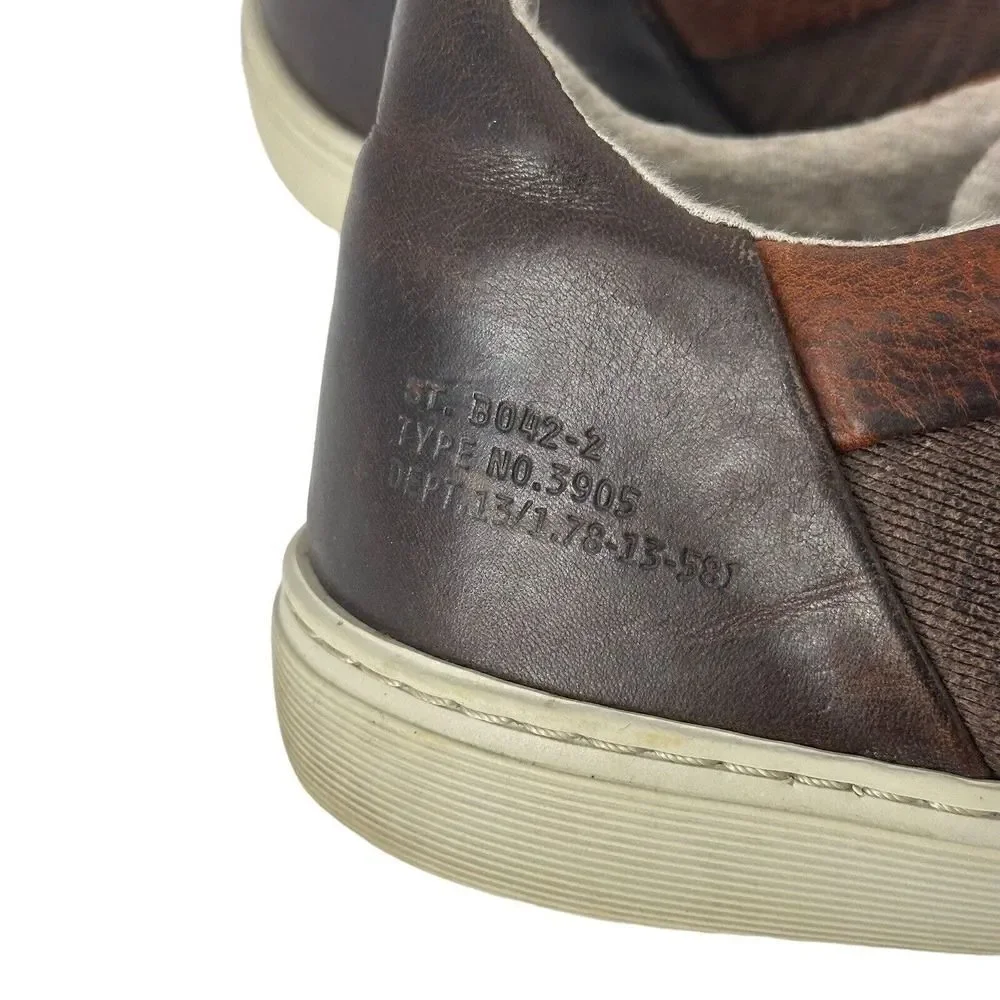 Bull Boxer Leather Sneakers Brown Textured Low Top Mens Size 11 Bardeau Casual